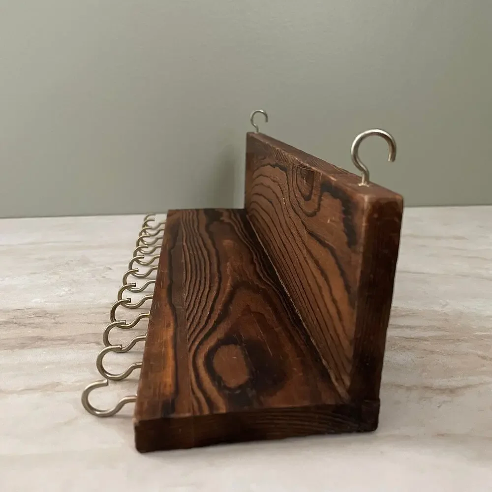 Vintage Wall Shelf with 14 Hooks - Entryway Key Jewelry Organizer
